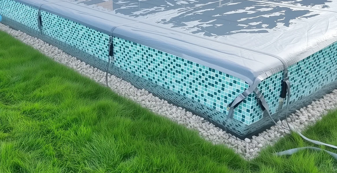 Покрывало для бассейна под снегом — защита зимой в Смоленске